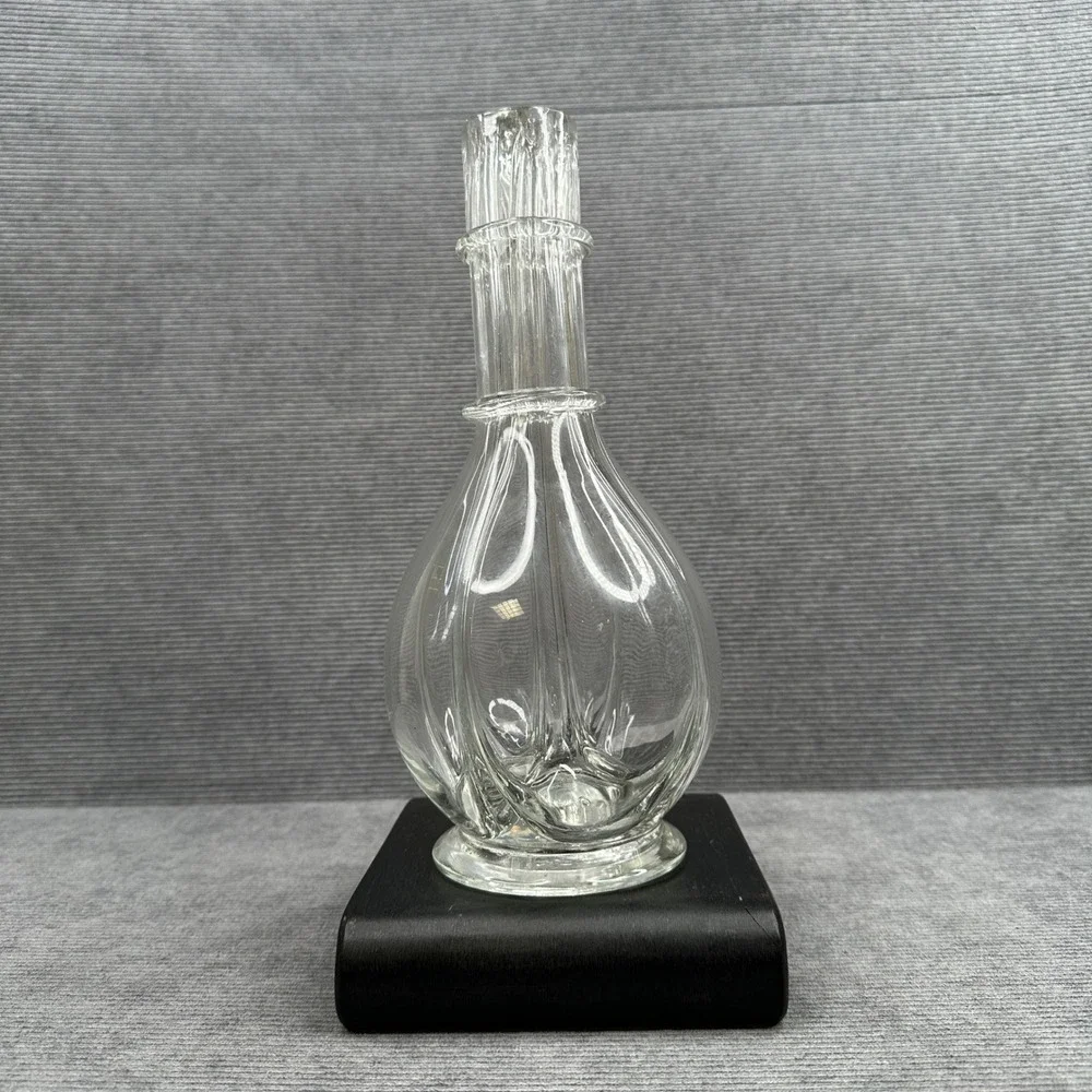 Vintage Clear Glass 4 Chamber Decanter Ribbed Neck Pinched Glass Carafe Cruet